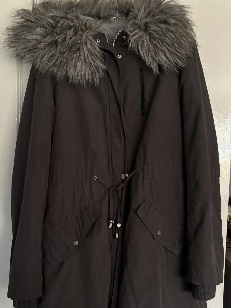 Oasis Women s Parka Coat. Fur trimmed hood. Zip and