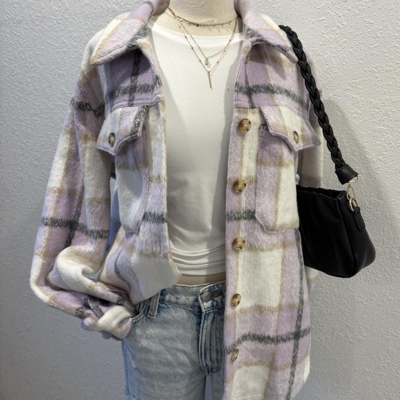 francesca's Women's Shacket Jacket - Multi/Purple… - image 1