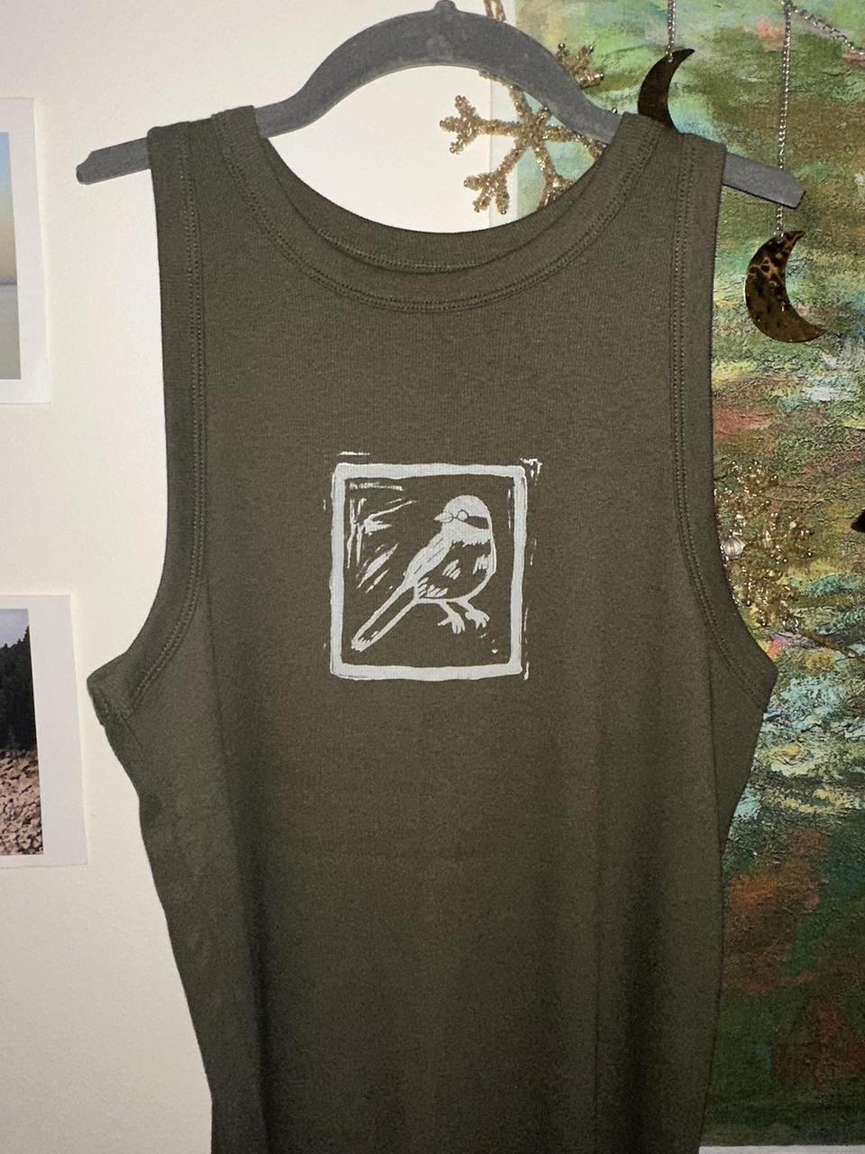 Handmade Bird Block Printed Tank Top Depop