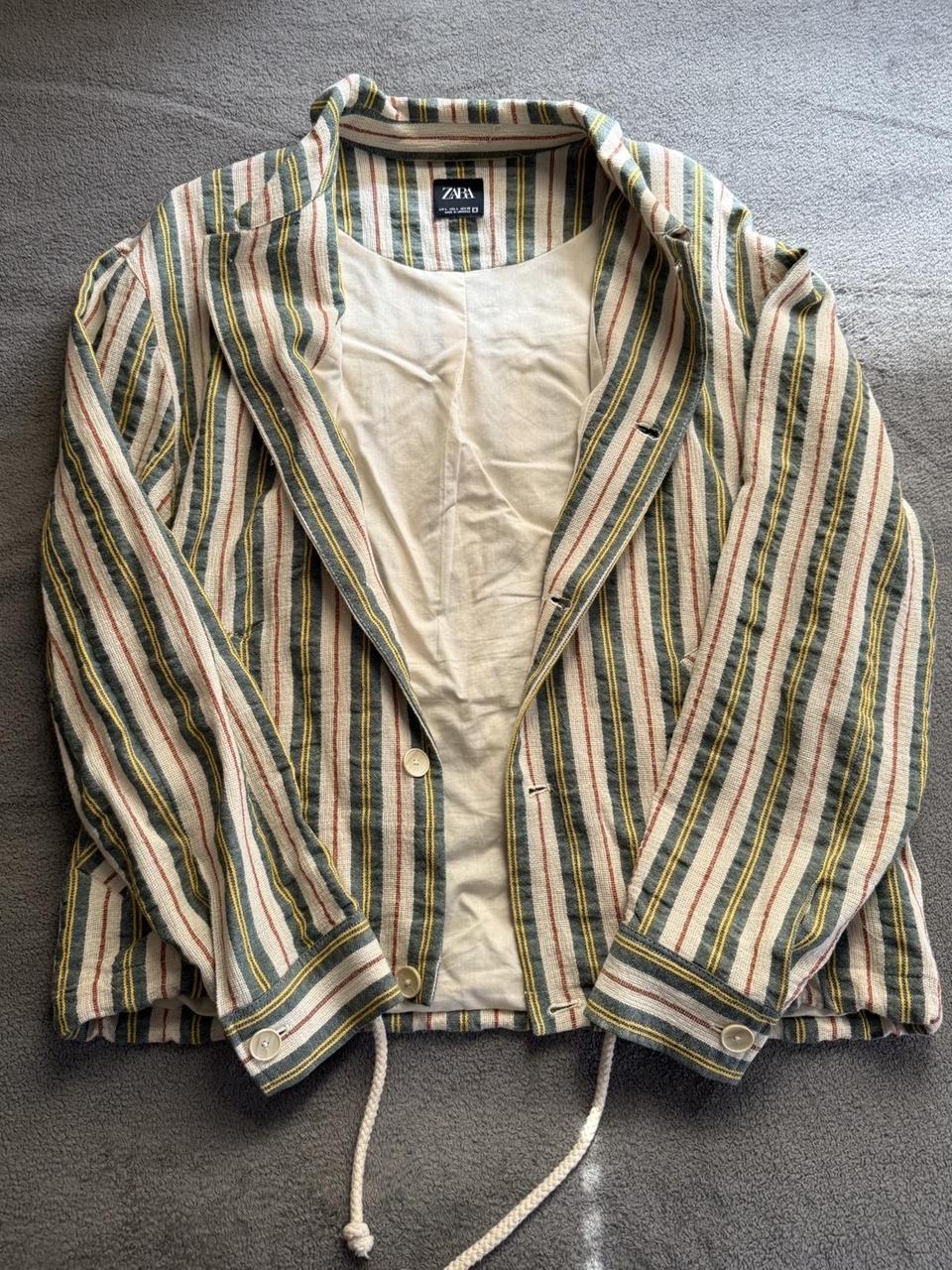 Zara Men's Lightweight Jacket - Cream/Green - L –… - image 7