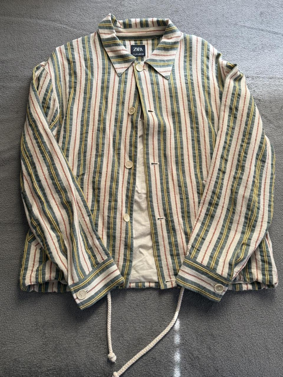 Zara Men's Lightweight Jacket - Cream/Green - L –… - image 1