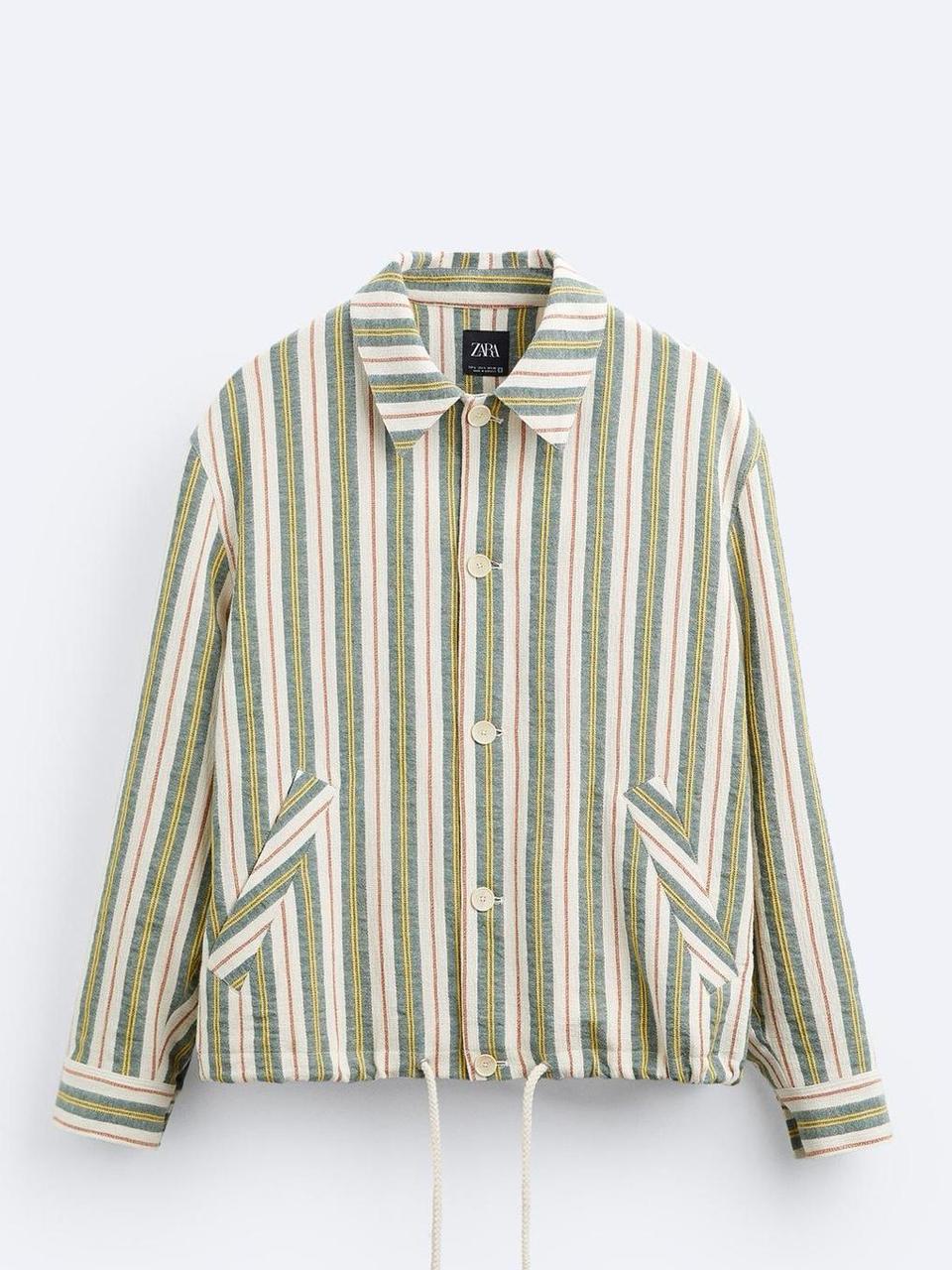 Zara Men's Lightweight Jacket - Cream/Green - L –… - image 8