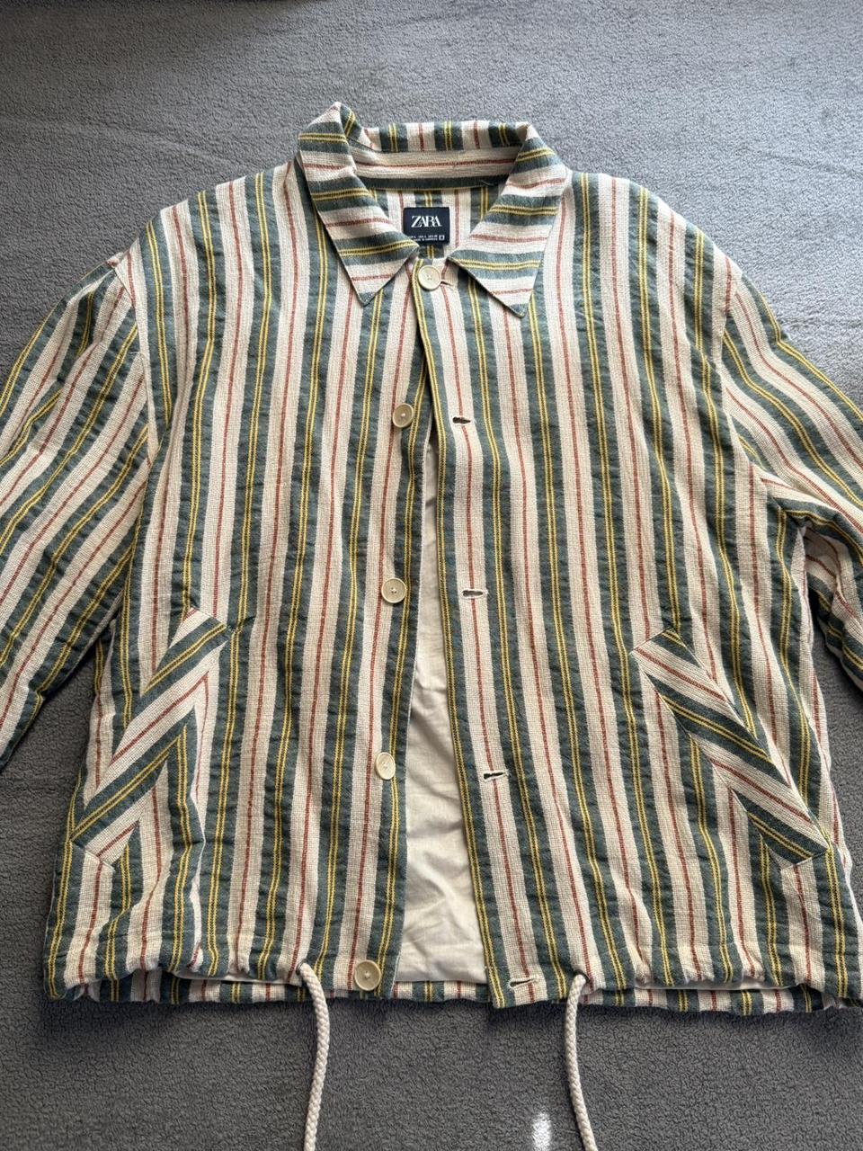 Zara Men's Lightweight Jacket - Cream/Green - L –… - image 6