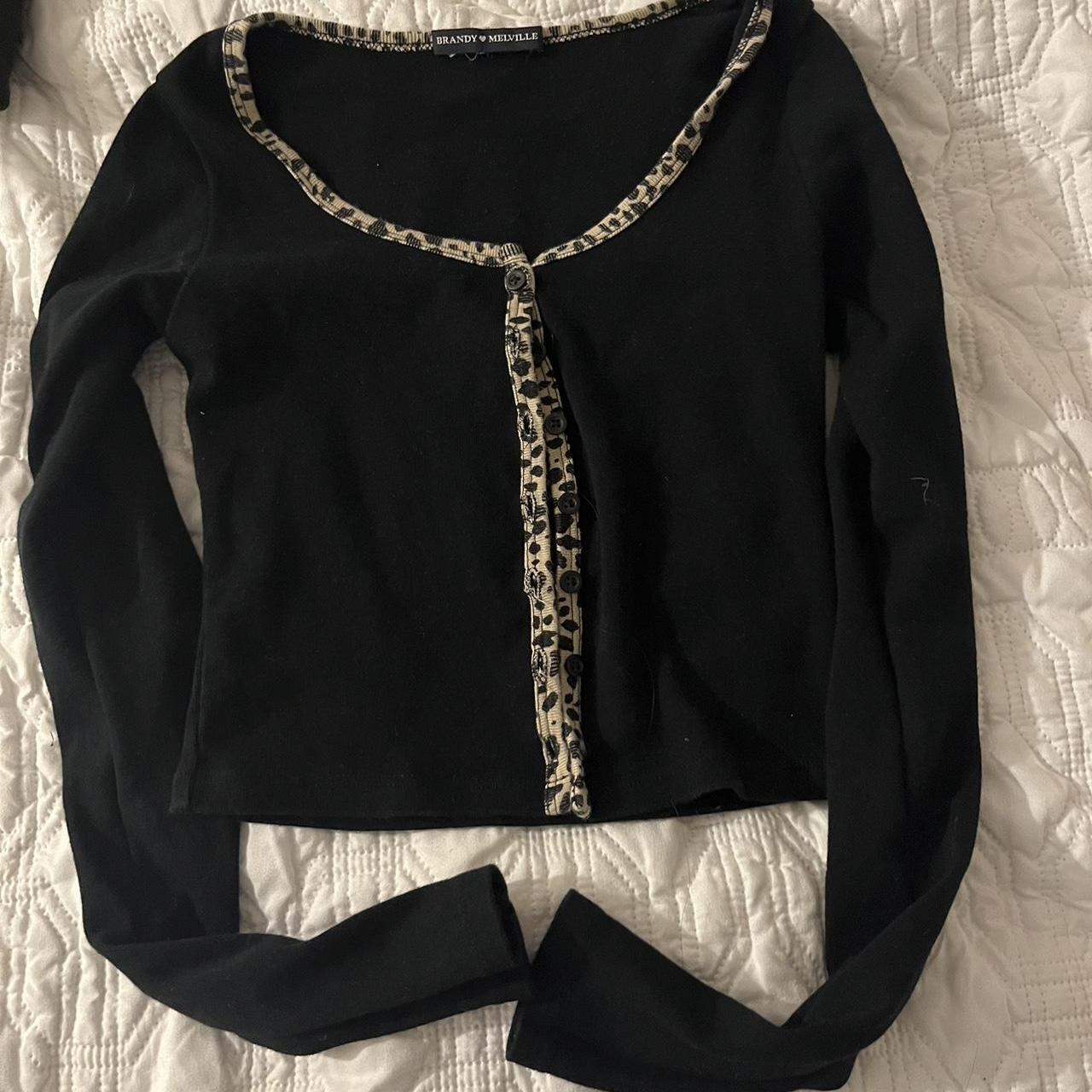 brandy melville zelly long sleeve top x cute leopard... Depop