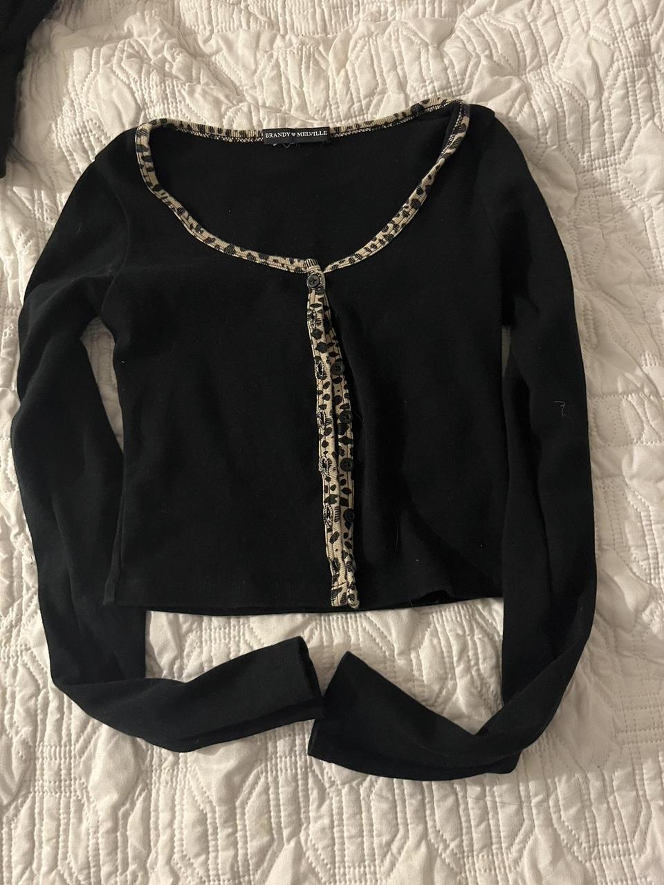 brandy melville zelly long sleeve top x cute leopard... Depop