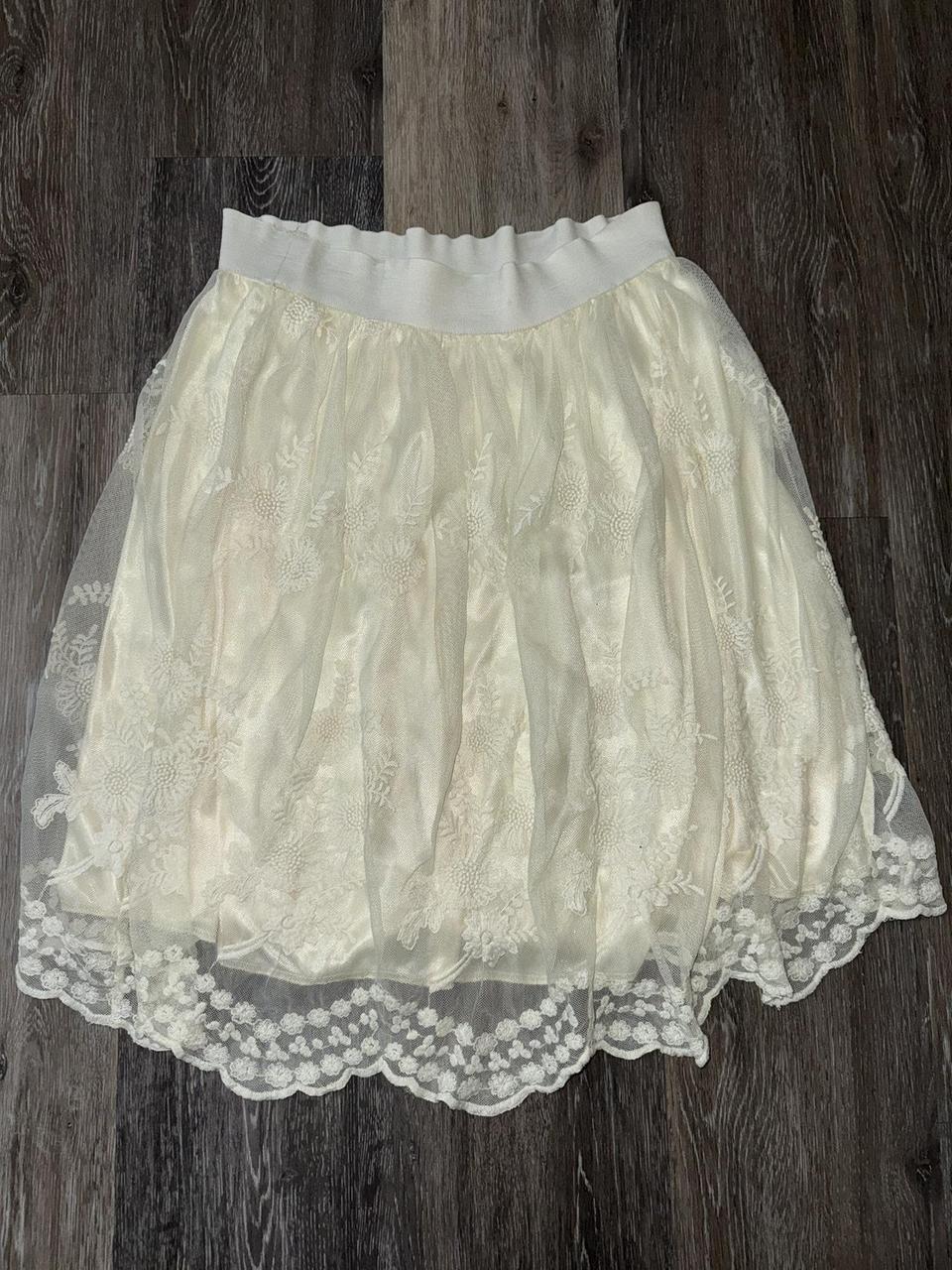 Women's Lace Skirt - Cream/White - M – Boho Cream… - image 1