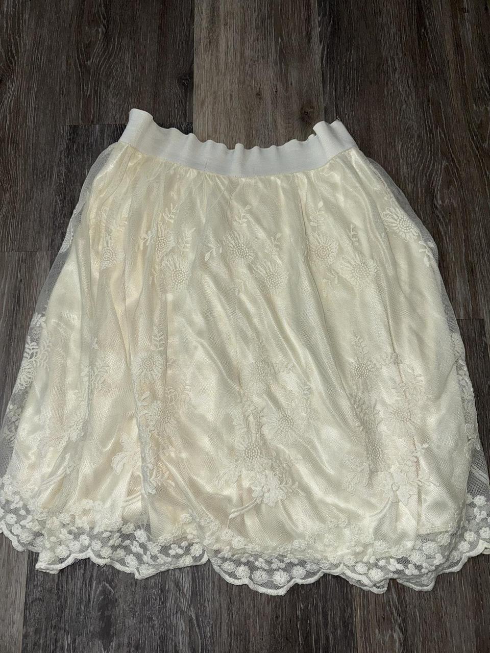 Women's Lace Skirt - Cream/White - M – Boho Cream… - image 4