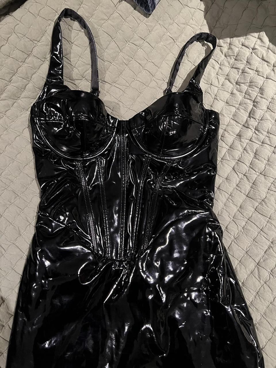 black vinyl dress 🖤 - Depop