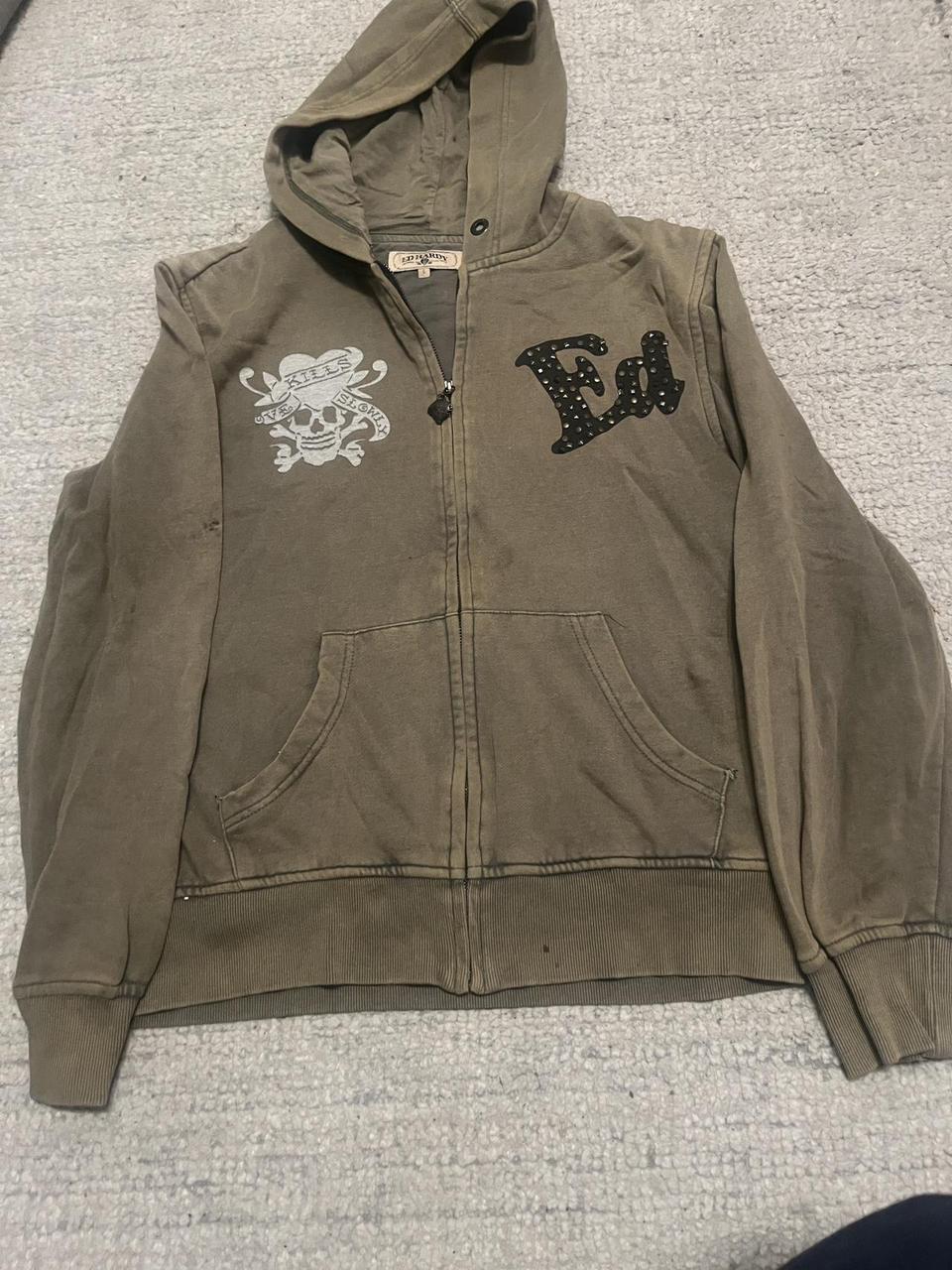Vintage Ed Hardy Hoodie Size L Flaws shown on... Depop