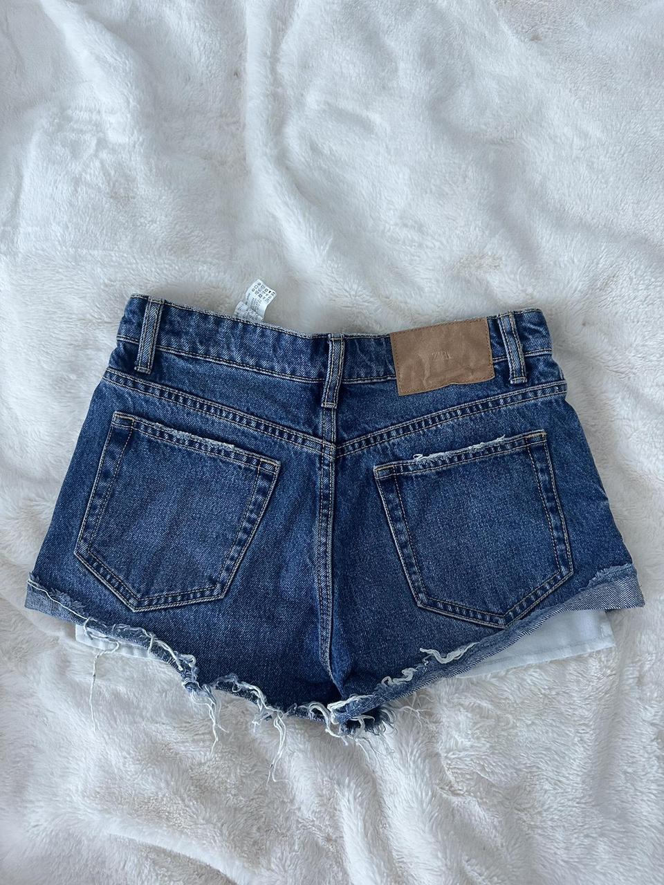 Zara blue navy shorts with button up - Depop