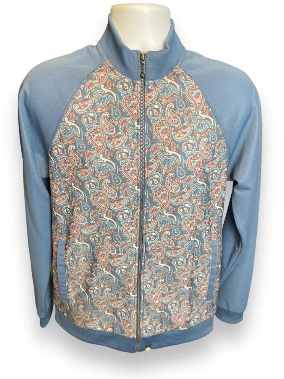 PRETTY GREEN Paisley Track Top Men's Medium Blue... - Depop