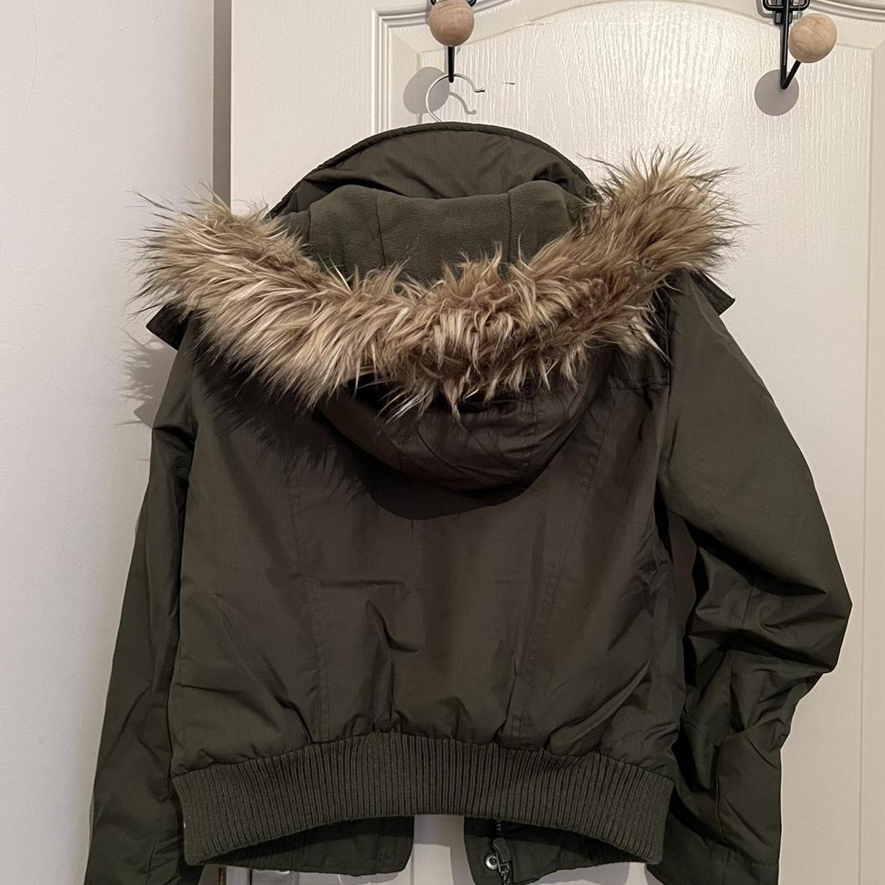 hollister all weather jacket, khaki, size - Depop