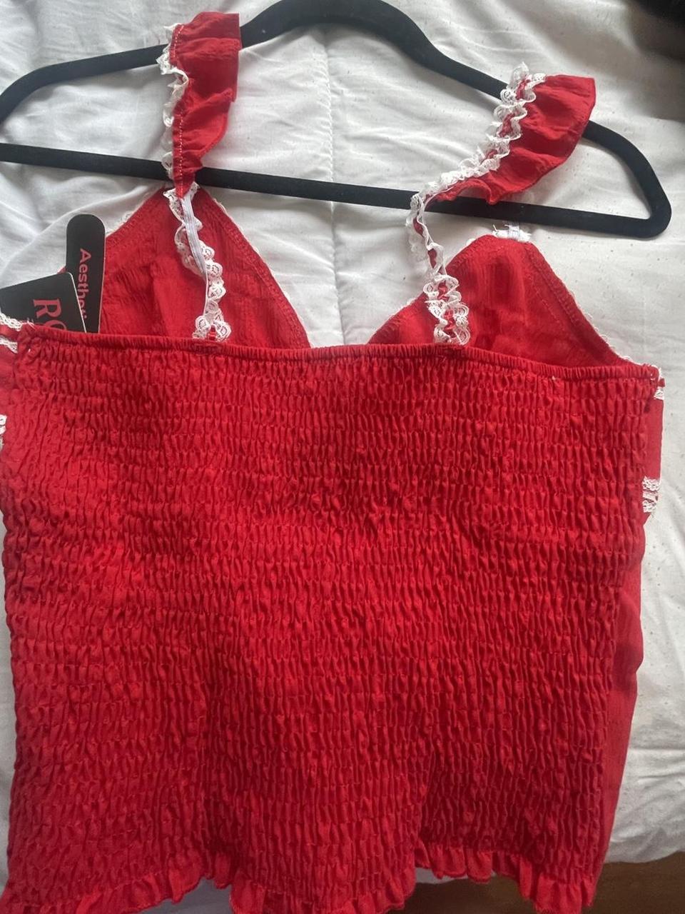 Cute Strawberry Stretchy Crop Top Never Been Worn - Depop