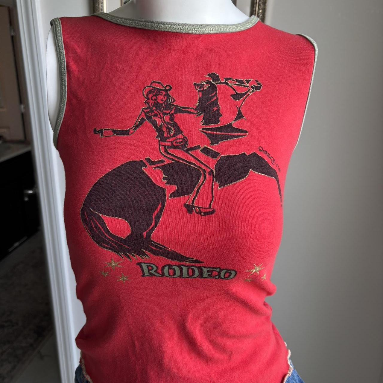 vintage (90s?) rodeo graphic tank with green outline... | Depop