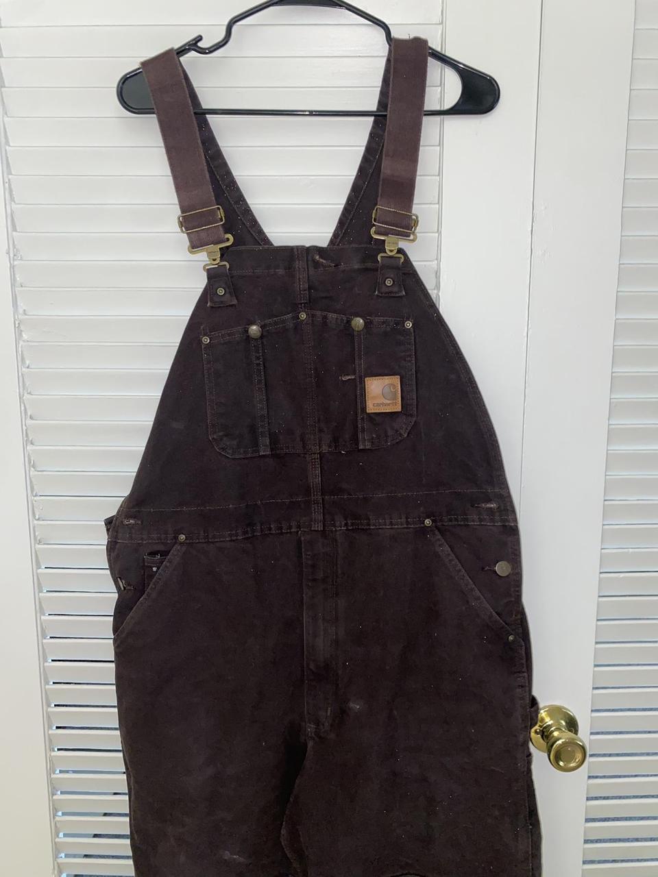 Carhartt Double Knee Overalls Brown Good Condition... - Depop