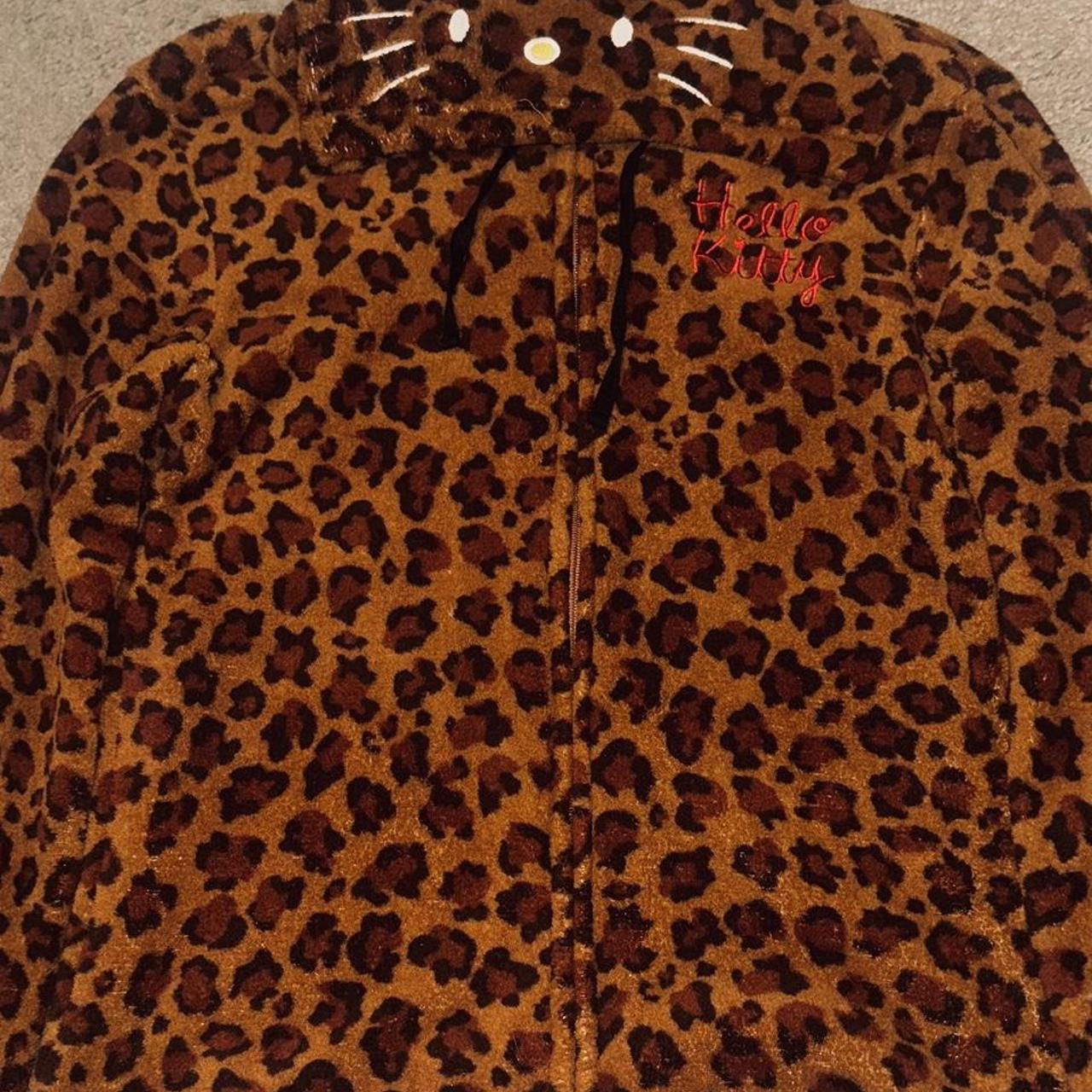 hello kitty leopard print zip up super soft n... | Depop