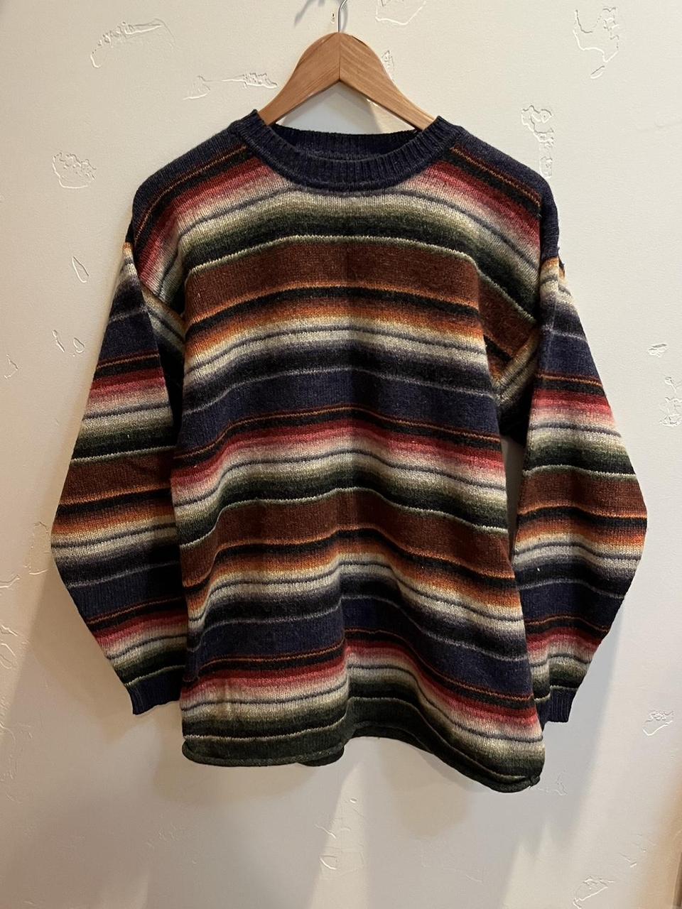 vintage 70s striped sweater -super cool pattern,... - Depop