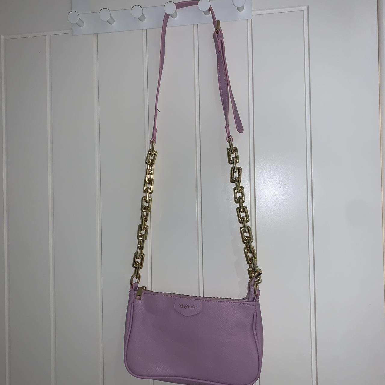 Raffaella pink/lilac crossbody hand bag with gold... Depop