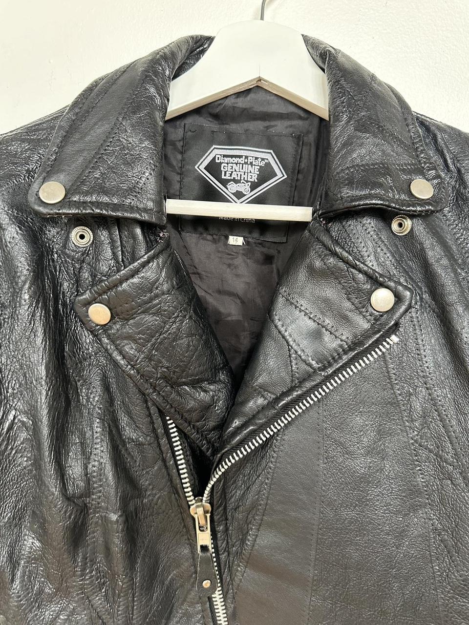 Vintage 80s 90s Diamond Plate Genuine Leather Jacket. Depop