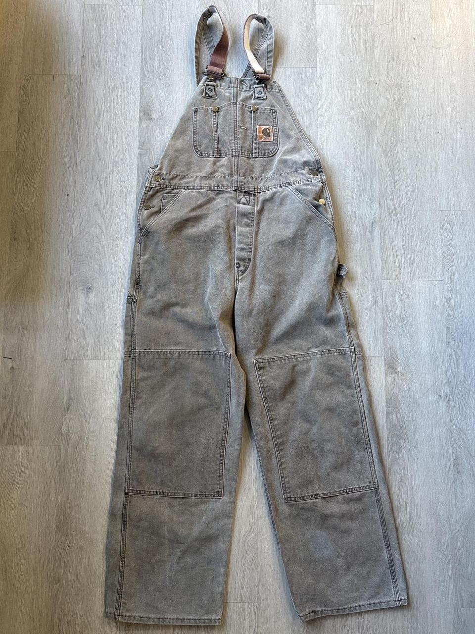 Carhartt Men's Overalls - Grey/Brown - 36" – Grey… - image 1