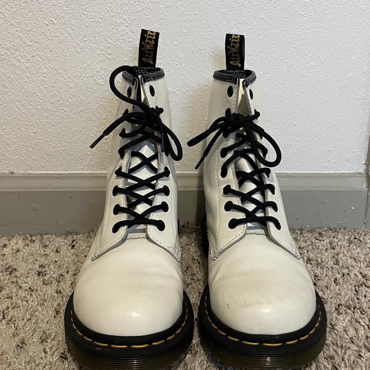 White Doc Marten Boots Size 8 docmarten white... Depop