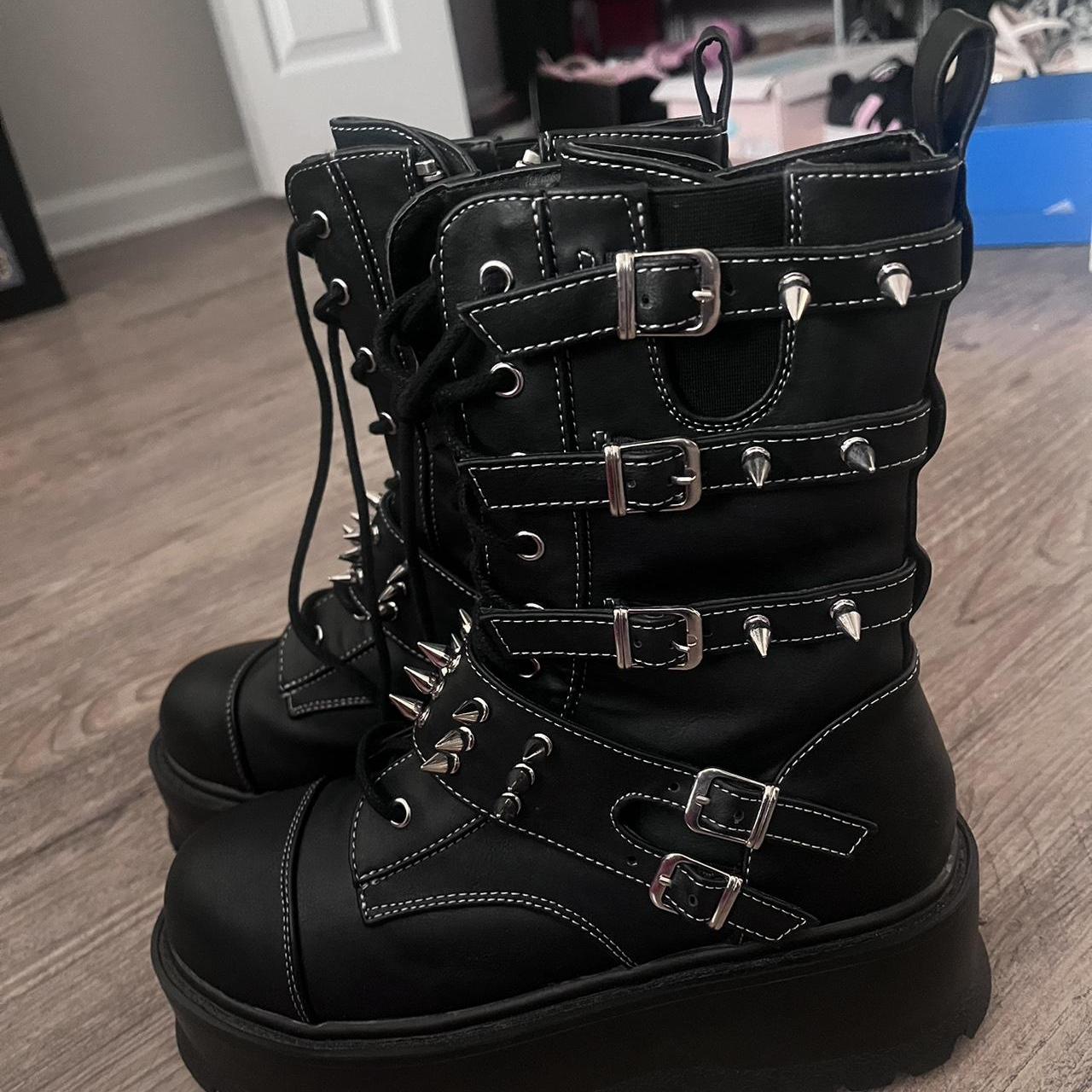 Demonia SLACKER-165 ブーツ Slacker 165 Black Matte Lace Up Zipper