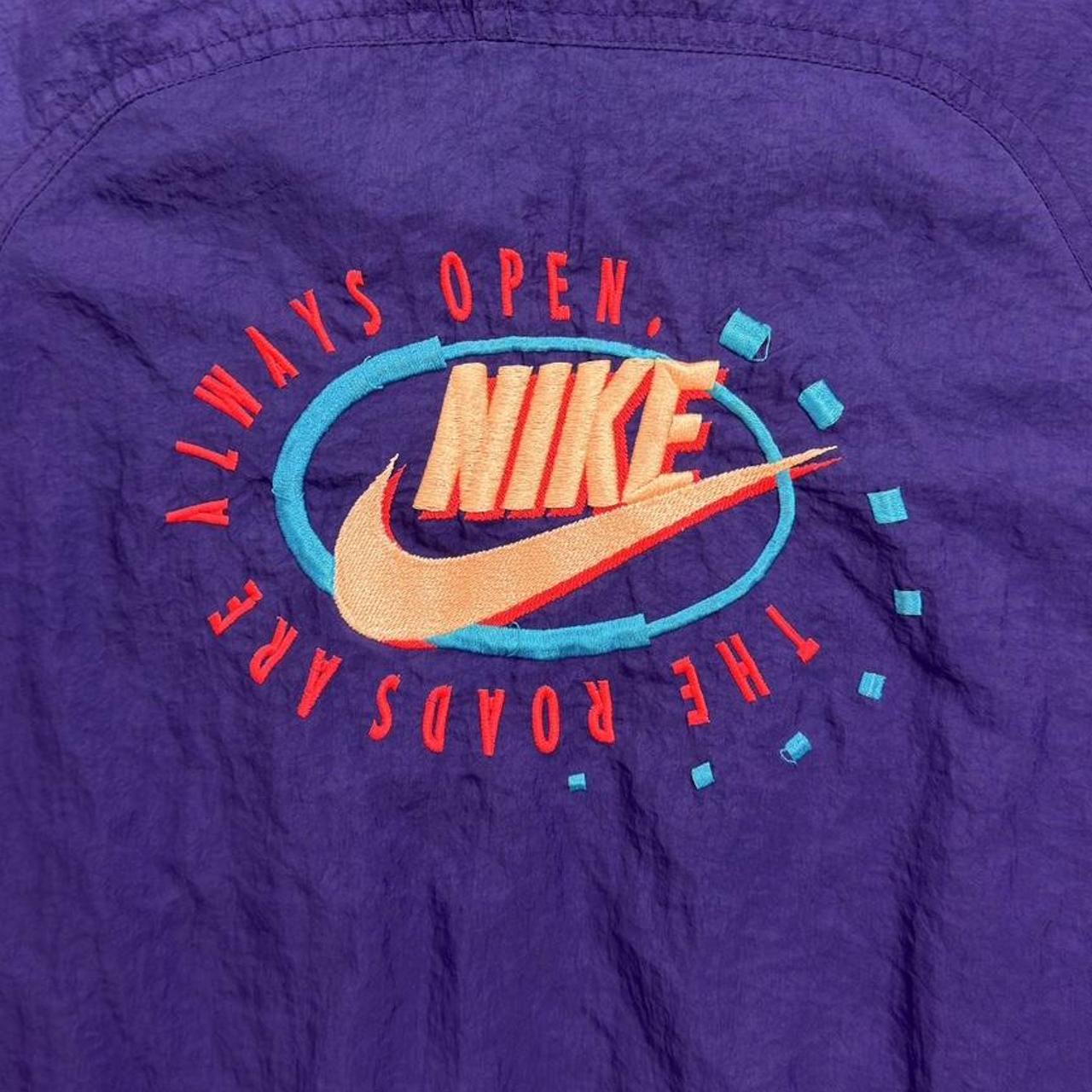 Vintage Nike 80's windbreaker full zip in purple and | Depop