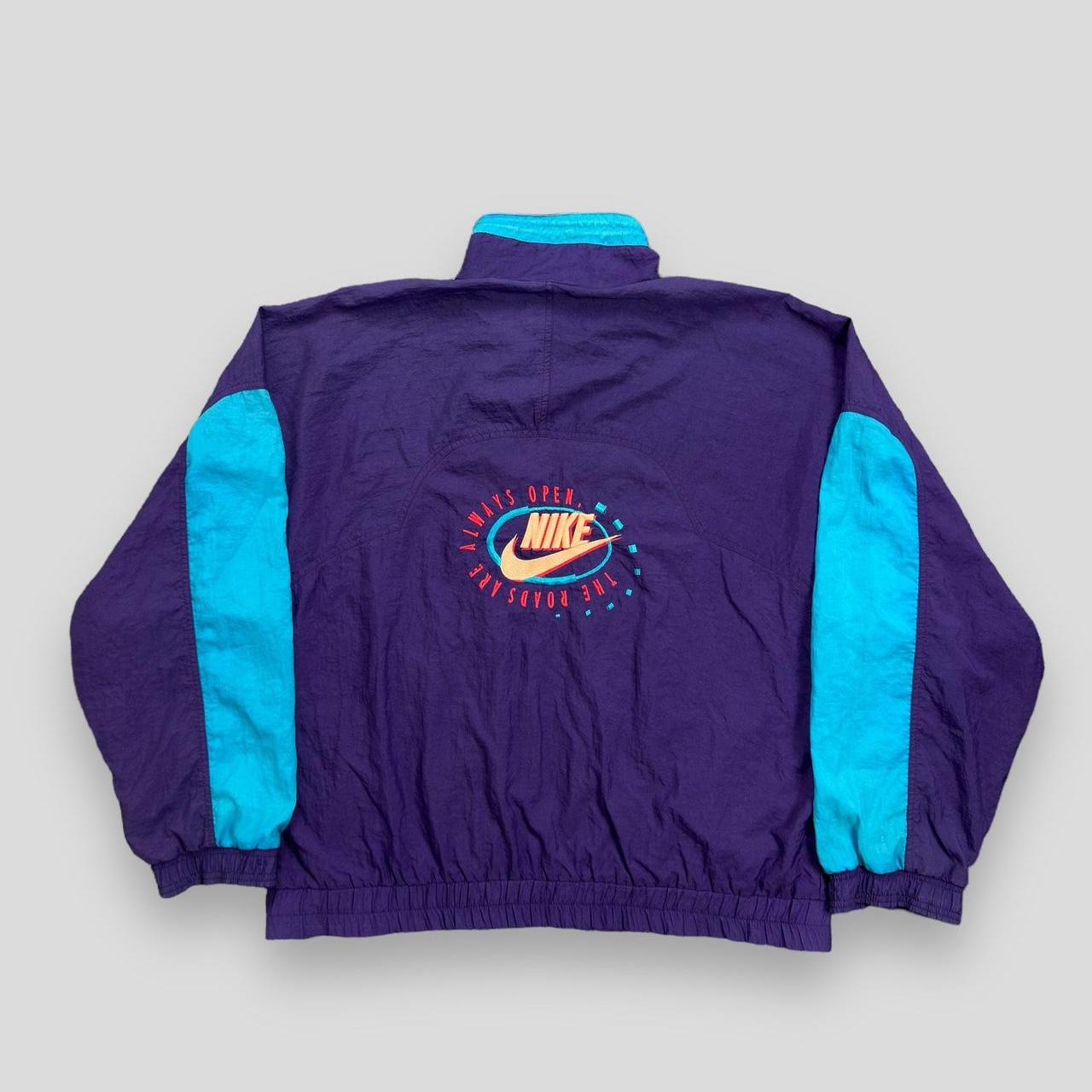 Vintage Nike 80's windbreaker full zip in purple and | Depop