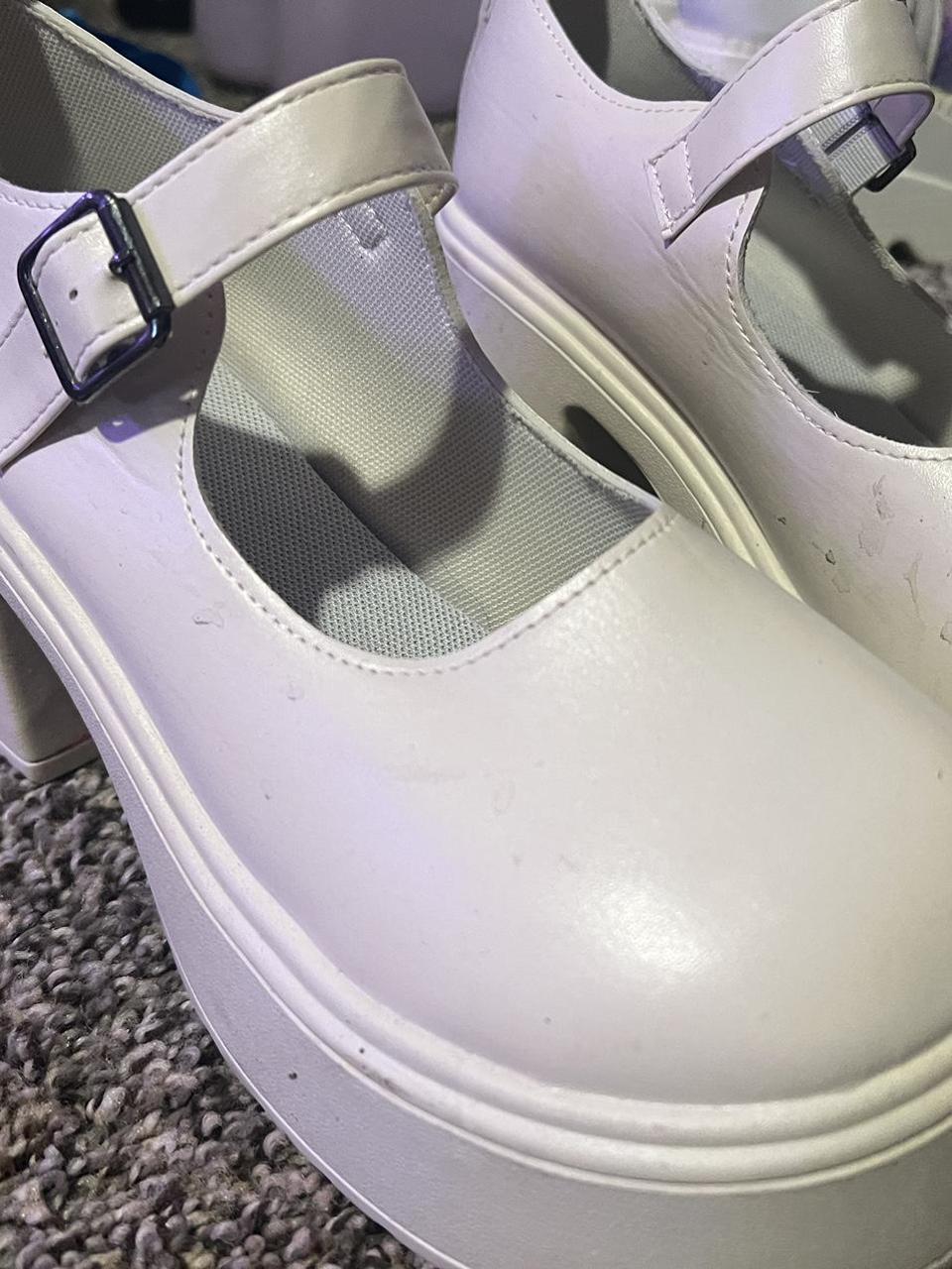 white platform mary jane shoes