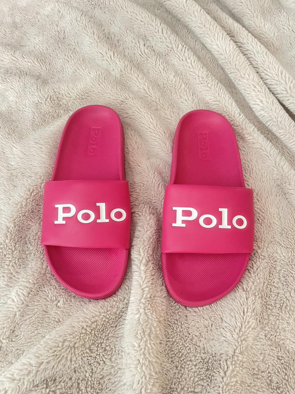 Pink women s Ralph Lauren Polo slides super