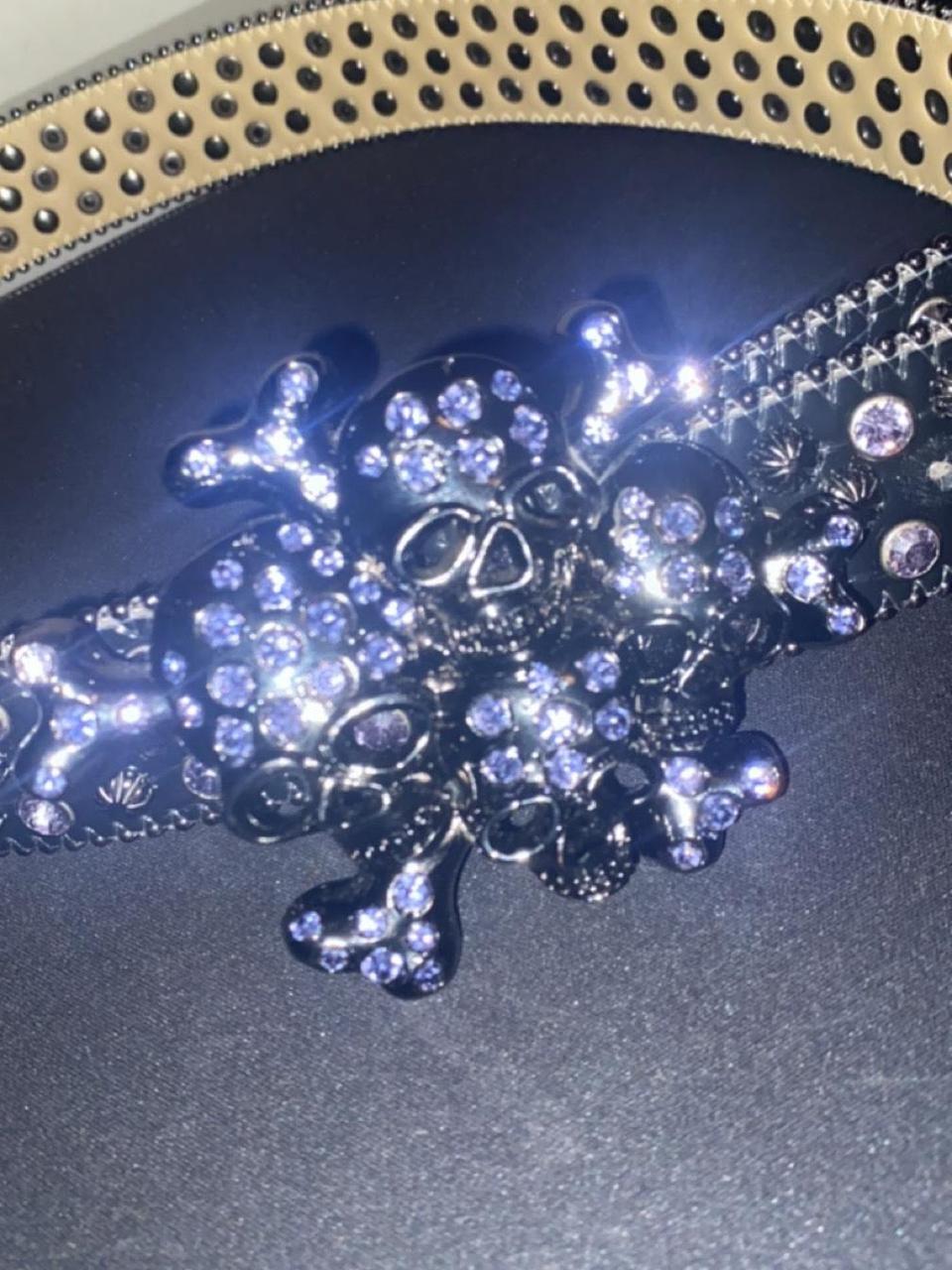 BB Belt Triple Skull Purple Size 34 Perfect... Depop