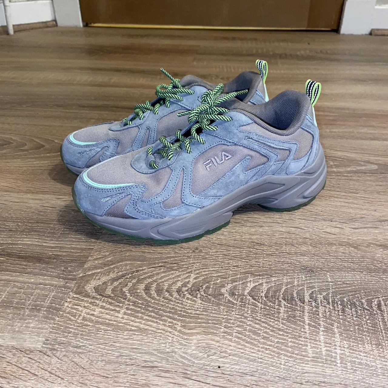 FILA heroics grey/neon green trainers #fila #heroics - Depop