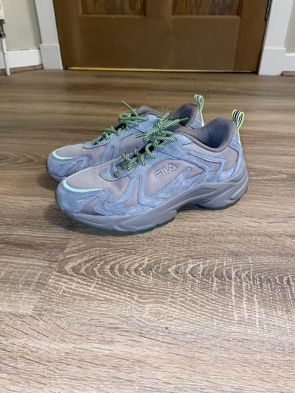 FILA heroics grey/neon green trainers #fila #heroics - Depop