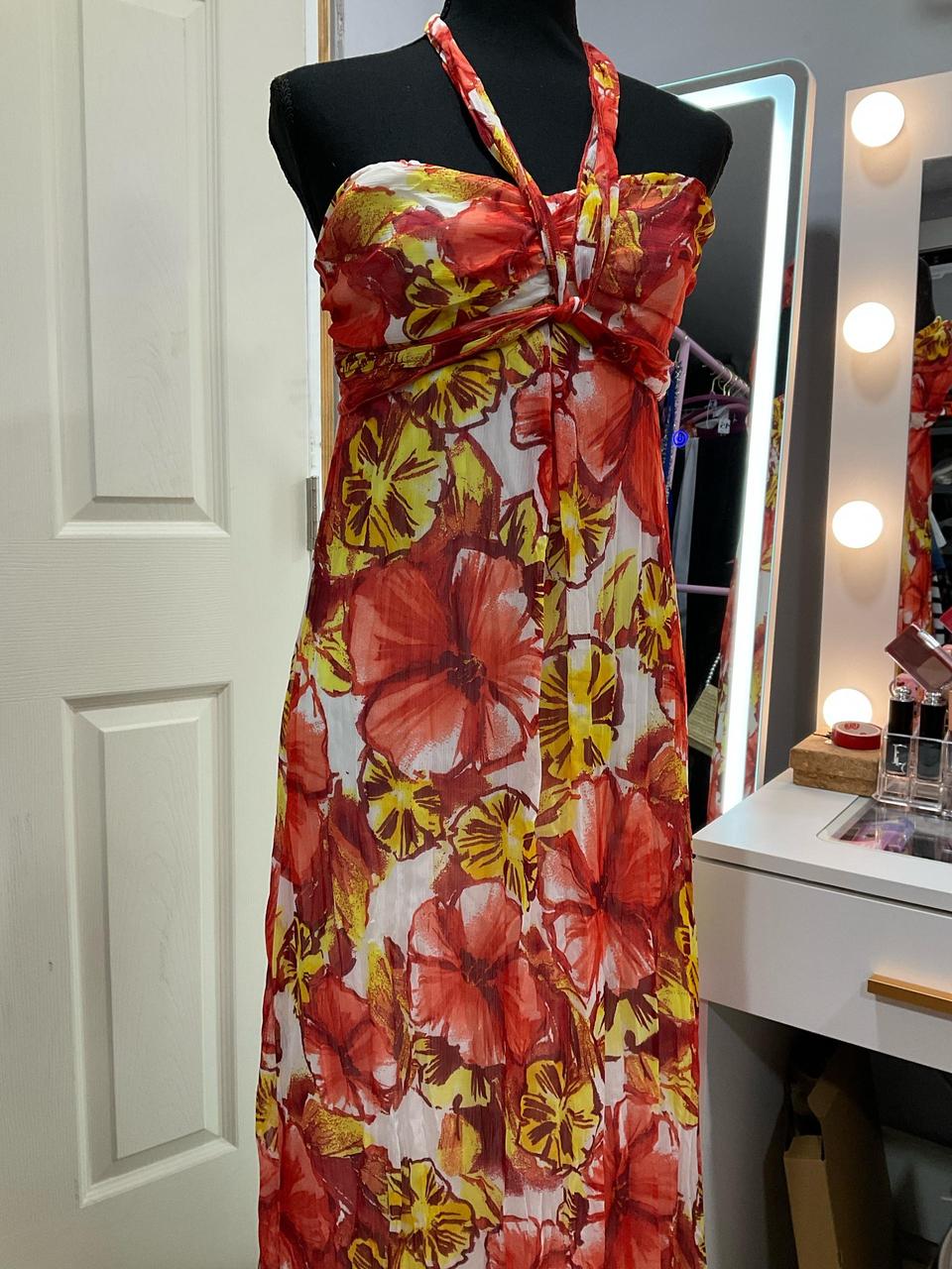Xhilaration Women's A-line Dress - Multi/Red - 4 – Y2K halter maxi dress with adjustable straps …
