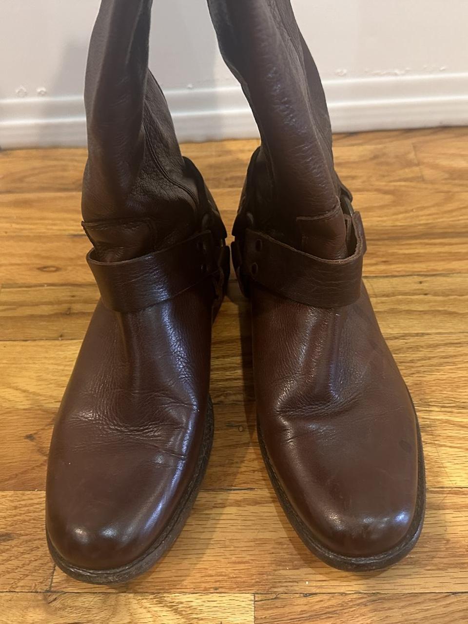 Frye Brown Leather Boots. Worn minimally. Super... - Depop