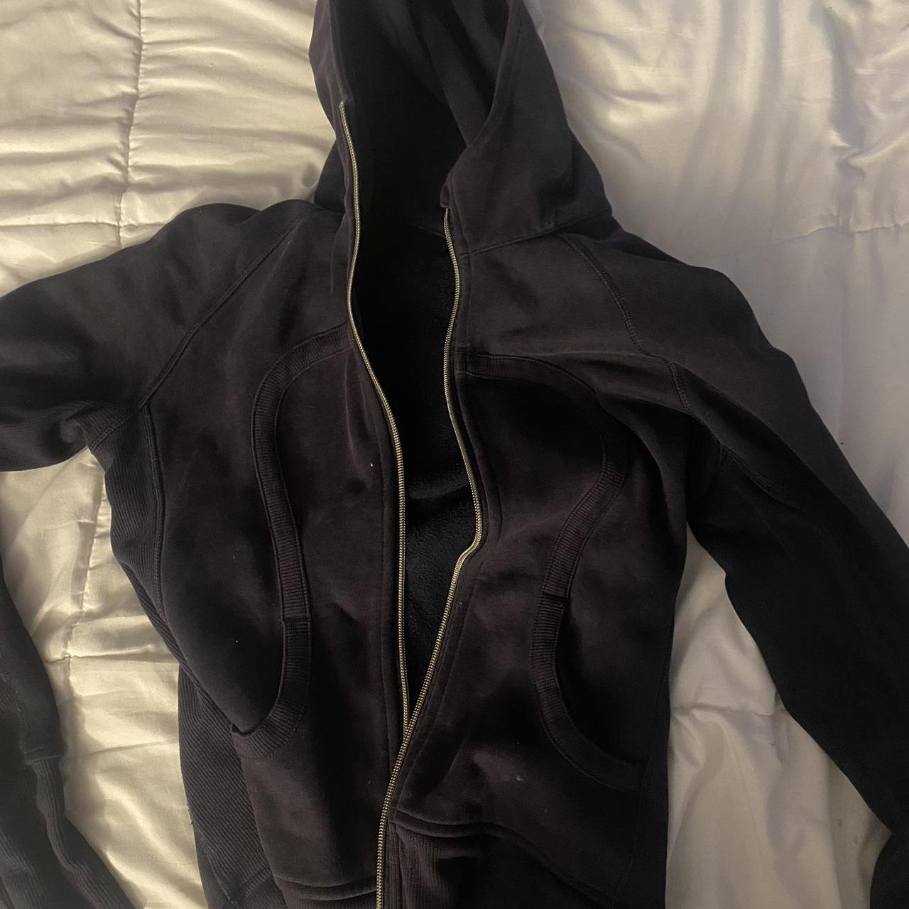 lululemon black hoodie sweatshirt size 6 good - Depop