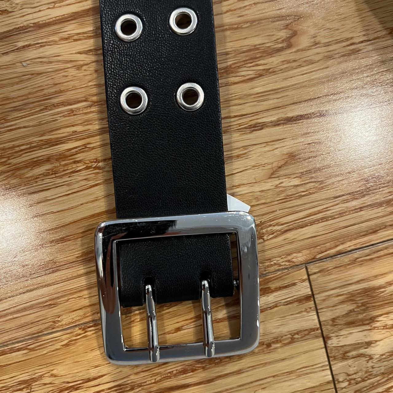 double loop black belts with silver buckle