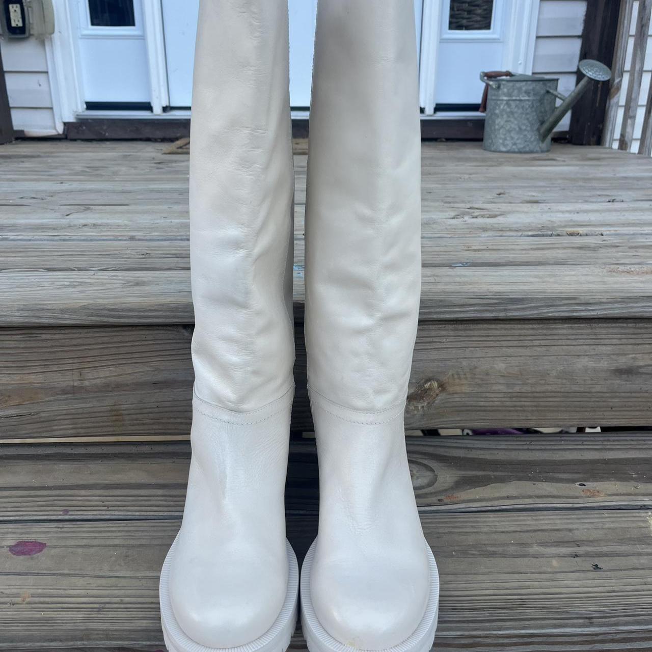 White zara-knee-high-boots - Depop