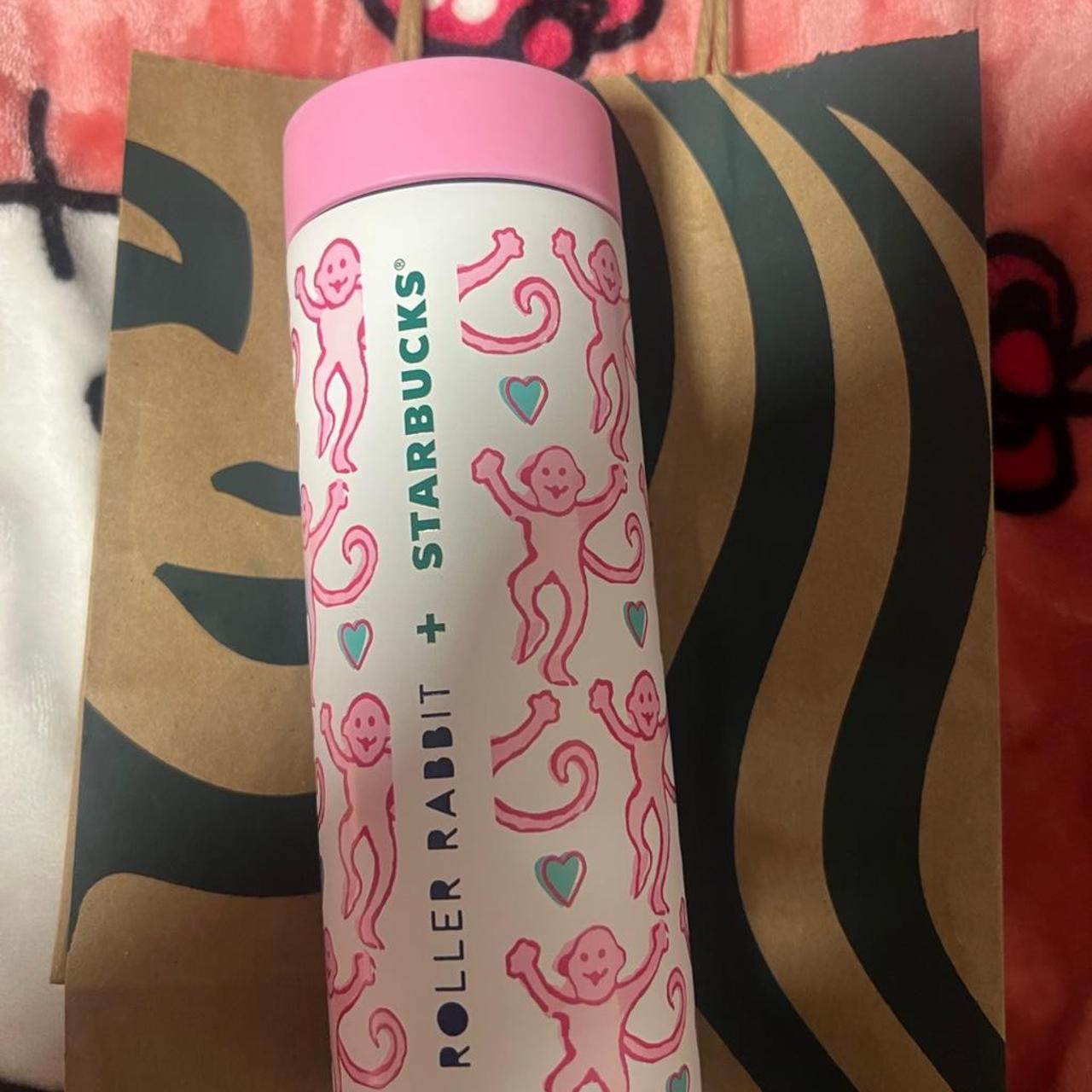 Roller Rabbit Starbucks collab pink stainless steel... | Depop