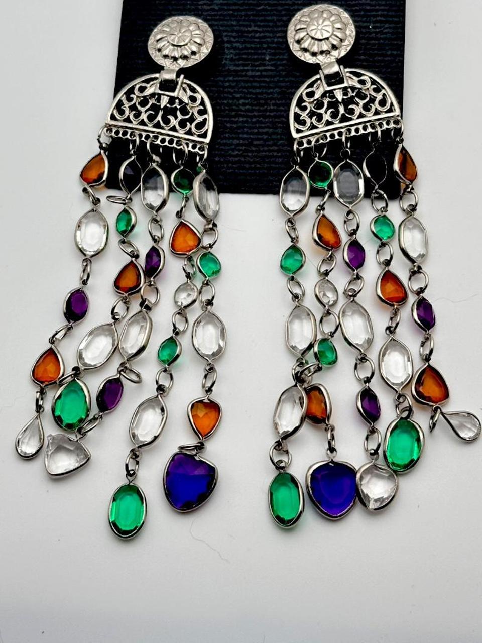 Women's Earrings - Multi/Silver – Statement chand… - image 1