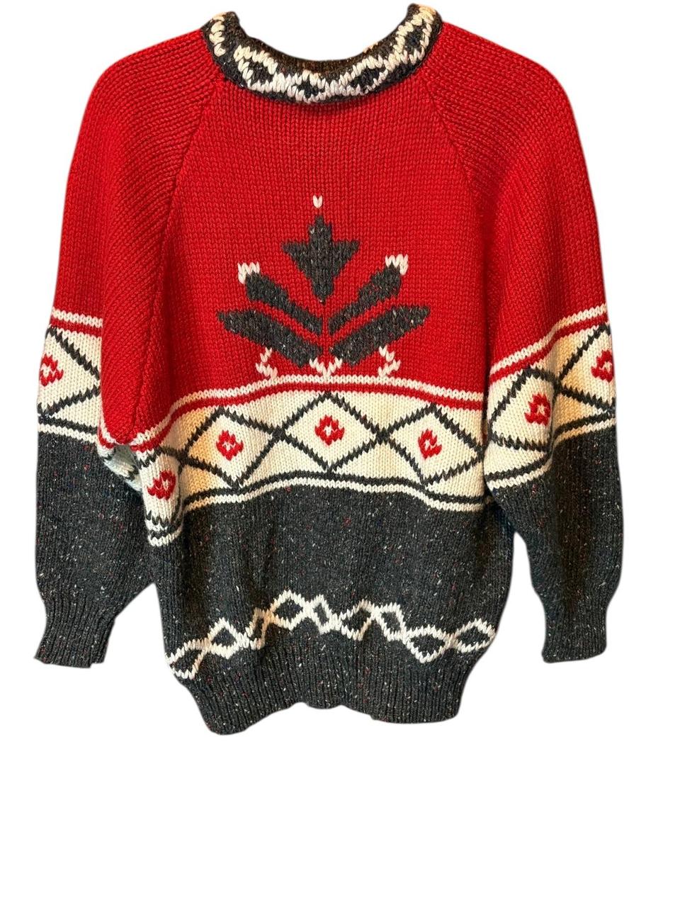 Vintage Men's Sweater - Red/Multi - M – FaBE Red … - image 5