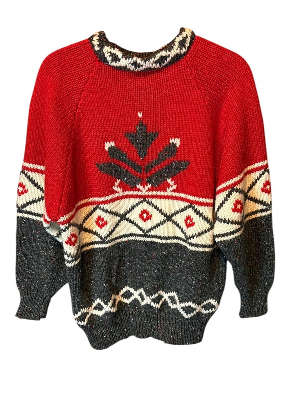 Vintage Men's Sweater - Red/Multi - M – FaBE Red … - image 1