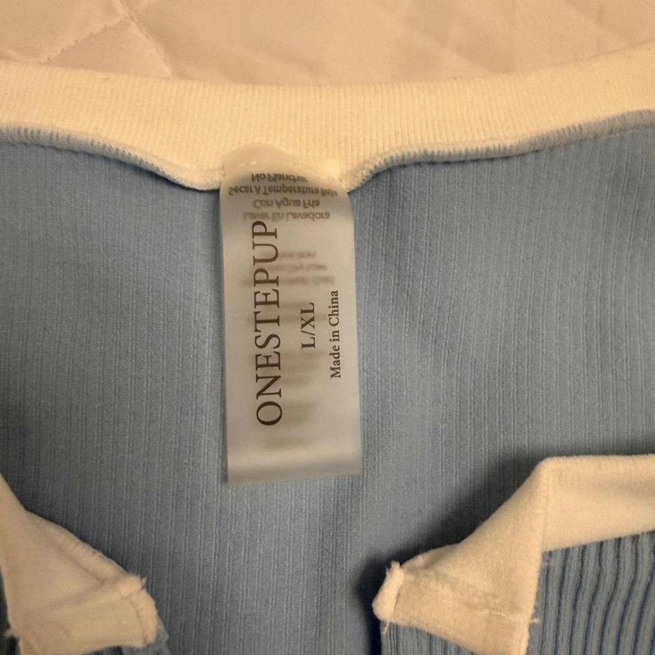 One step up women's blue crop top