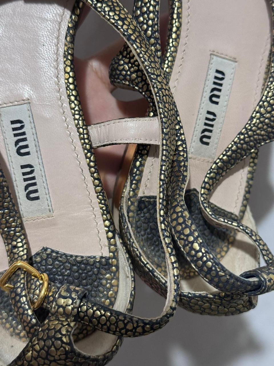 Miu Miu Women's Sandals - Gold/Multi – Miu Miu go… - image 3