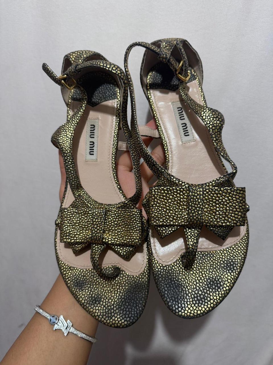 Miu Miu Women's Sandals - Gold/Multi – Miu Miu go… - image 1