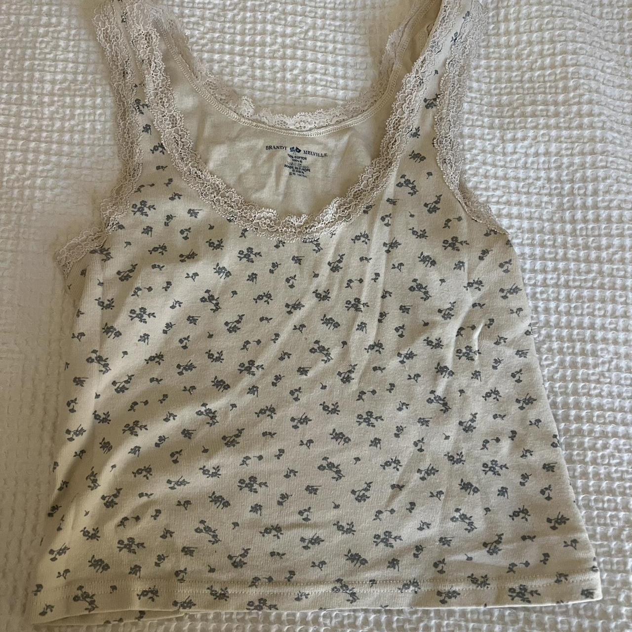 Floral tank top brandy Melville One size fits all - Depop