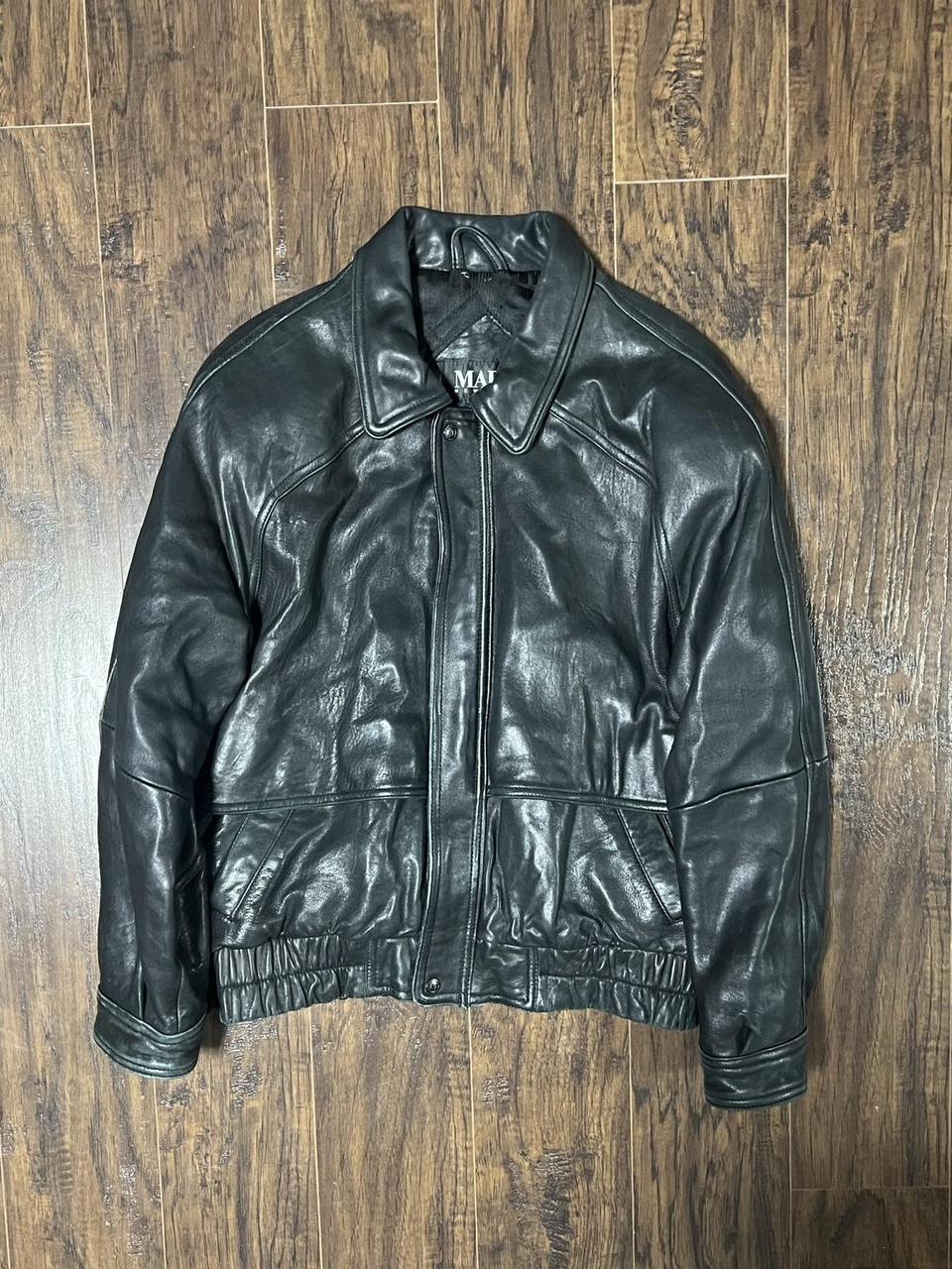 Vintage Medium Marc Bomber Leather Jacket This... - Depop