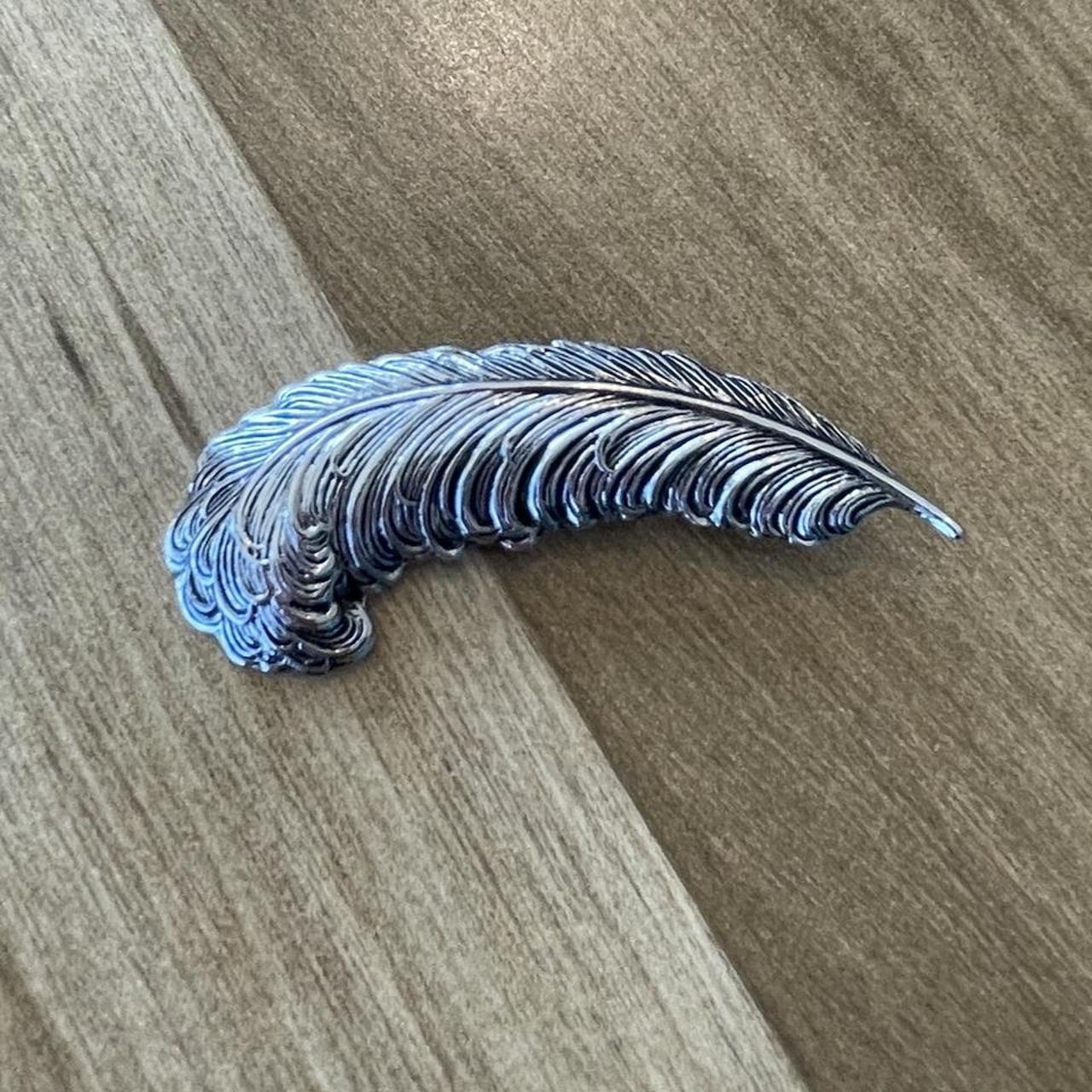 Vintage Sterling Silver Feather Brooch/