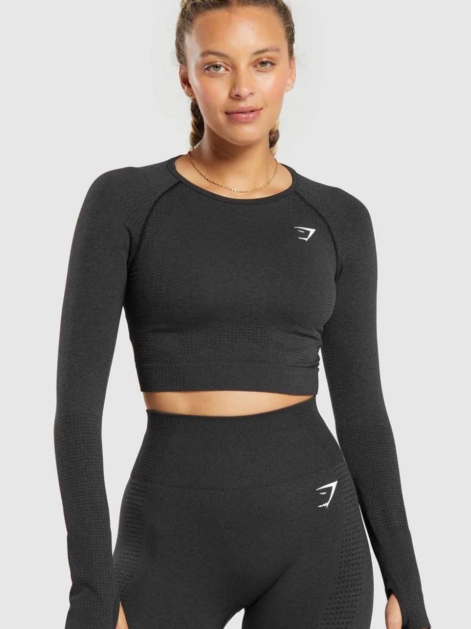 Black gymshark crop top - size m - style with the... - Depop