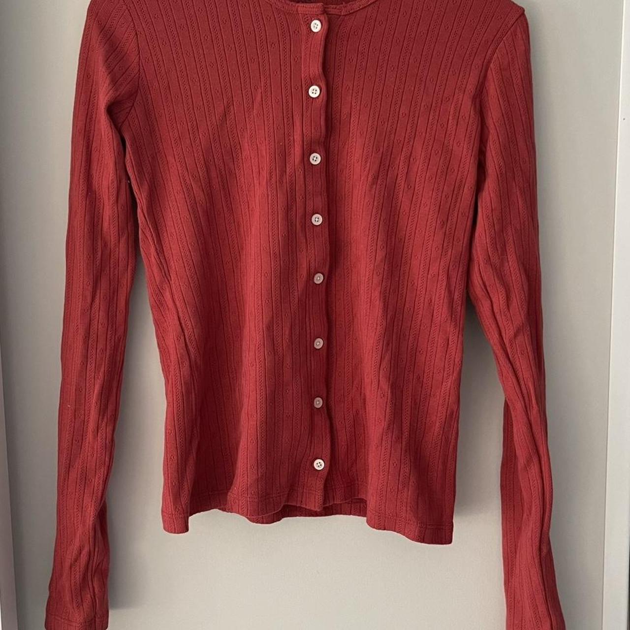 Brandy Melville zelly eyelet top red long - Main Image
